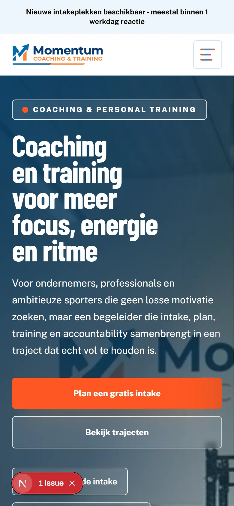 Mobiele weergave van dezelfde website