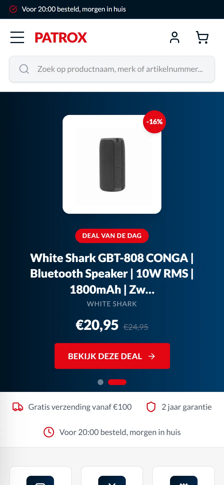 Mobiele weergave van dezelfde website