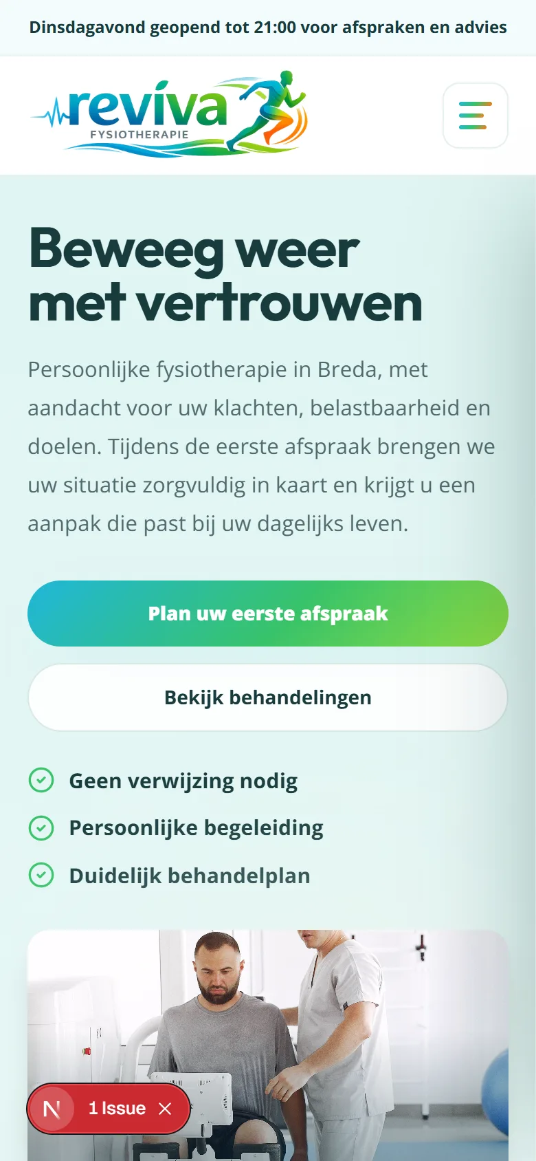 Mobiele weergave van dezelfde website